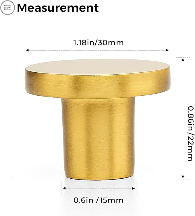 Ravinte 30 Pack Cabinet Knobs Gold Kitchen Cabinet Knobs Round Dresser Drawer Pulls Closet Door Pulls 1-1/5 Inch
