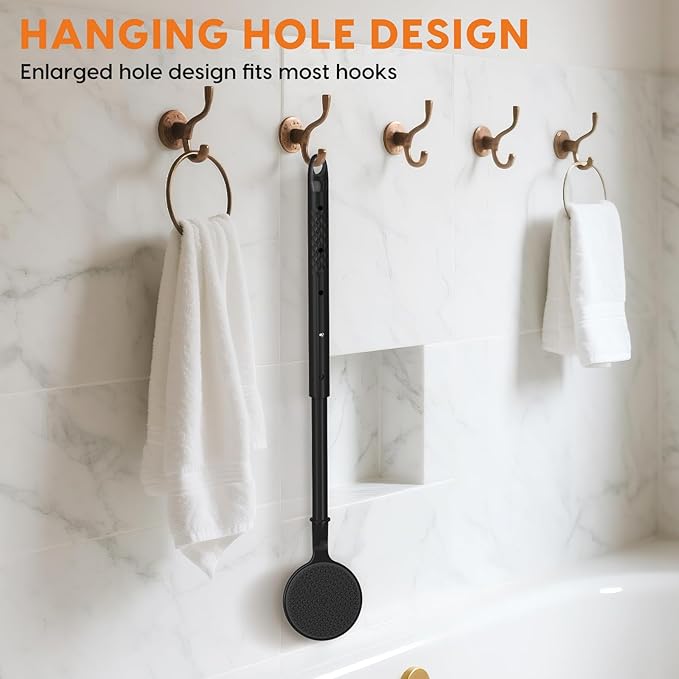 Back Scrubber for Shower, 24in Adjustable Handle Body Brush, Double Sided Shower Brush for Shower Exfoliating and Massage Can Produce Rich Foam, Long Handle Back Scrubber for Men （Circular）