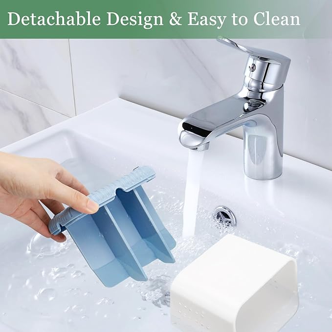 Toothbrush Holders for Bathrooms, Kids Electric Toothbrush and Toothpaste Holder, 4 Slots Tooth Brushing Holder for Bathroom Organizer Countertop, Bathroom Accessories (Blue)