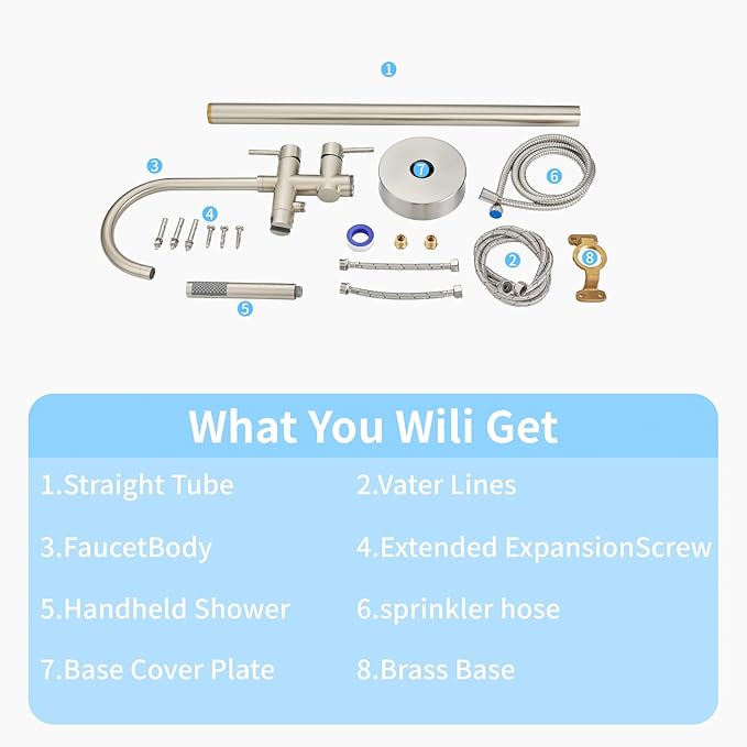 Freestanding Bathtub Faucet,Tub Filler Floor Mount Stand Bathtub Faucet Brass Bathroom Tub Faucets with 2 Function Hand Shower Wand Swivel Brushed Nickel