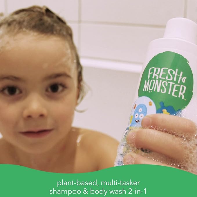 Fresh Monster 2-in-1 Natural Shampoo & Body Wash for Kids, Toxin-Free, Hypoallergenic, Ocean Splash (2 Pack, 8.5oz/each)