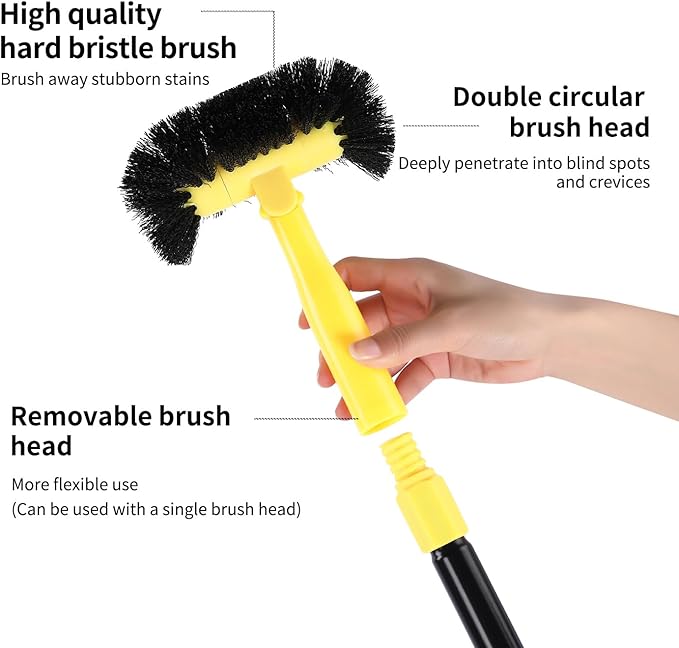Grout Cleaning Brush with Long Handle - Hard Bristle Hand Held Grout Cleaner Brush for Tile Grout, Shower Cupboard Corner Cleaning