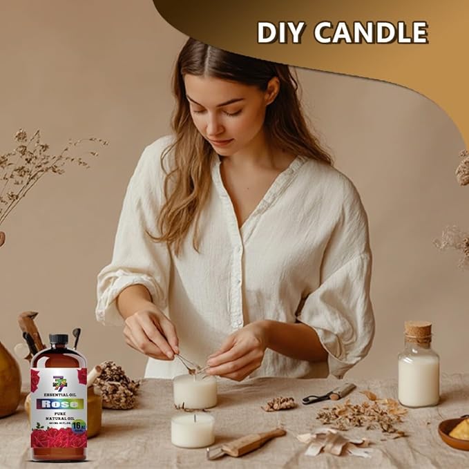 Rose Essential Oil (16 oz / 480 ml) – Rose Oils for diffusers, humidifiers, Home Baths, Cleaning Products, Yoga, DIY Soaps and DIY Scented Candles