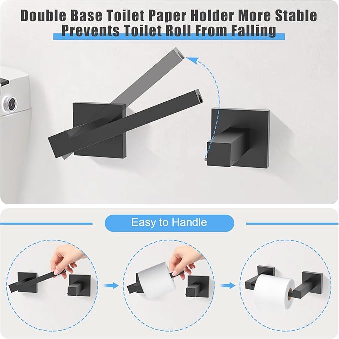 TURS 10-Piece Bathroom Hardware Accessories Set Matte Black Towel Bar Holder Set SUS304 Stainless Steel Towel Racks for Bathroom Wall Mounted, 23.6-Inch