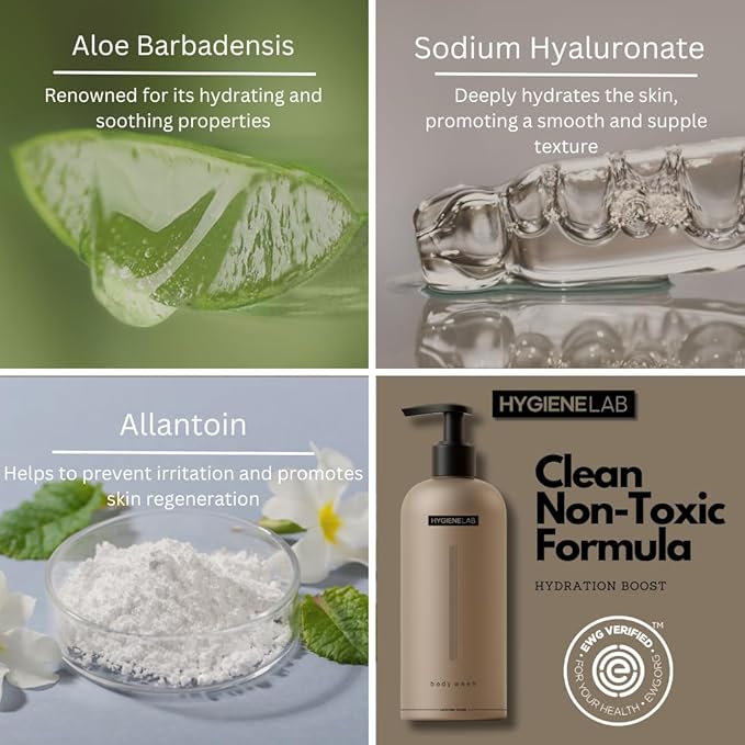 HygieneLab Mens Natural Body Wash - Ultra Hydrating, EWG Verified Clean Formula, Lavender Sands Scent, Sulfate-Free, Paraben-Free, Phthalates-Free, Gentle & Effective for Healthy Skin (10 oz)
