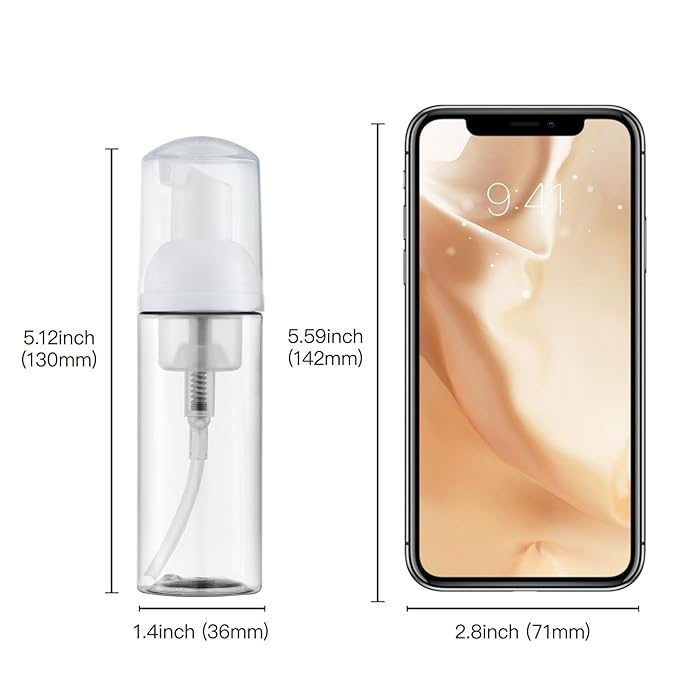 Tekson Soap Foam Bottle (60ml, 2 fl oz), Empty Travel Foaming Lash Shampoo for Cleanser, Dispenser (Green, Pink, Purple)
