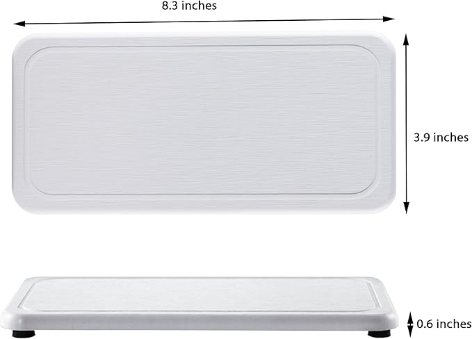 2 Pcs Water Absorbing Stone Trays, Kitchen/Bathroom Sink Soap Dish, Diatomite Tray Used for Hand Soap & Cosmetic Bottles in The Modern Home, 4" W x 8.3" L, White