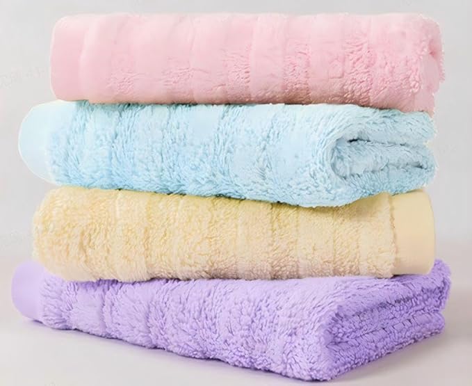 Vie Triomphe Facial Towels Washcloth (Pink+Purple+Yellow+Blue) Luxury Hand Towels for Bathroom,100% Cotton Quick Dry Absorbent Soft Hand Towel Set 13.38 * 31.49 Inch Wash Clothes;