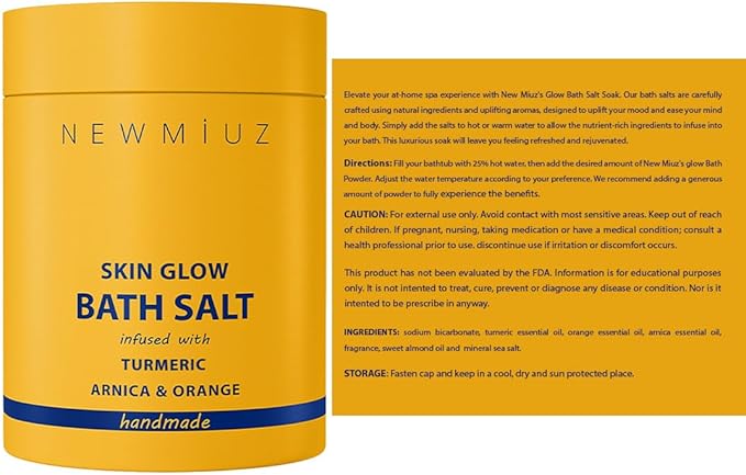 Natural Detox Bath Salt Soak Magnesium Epsom Salt Vitamin C Moisturize Skin Turmeric Orange Arnica Essential Oil Relaxation Stress Relief Gift Women