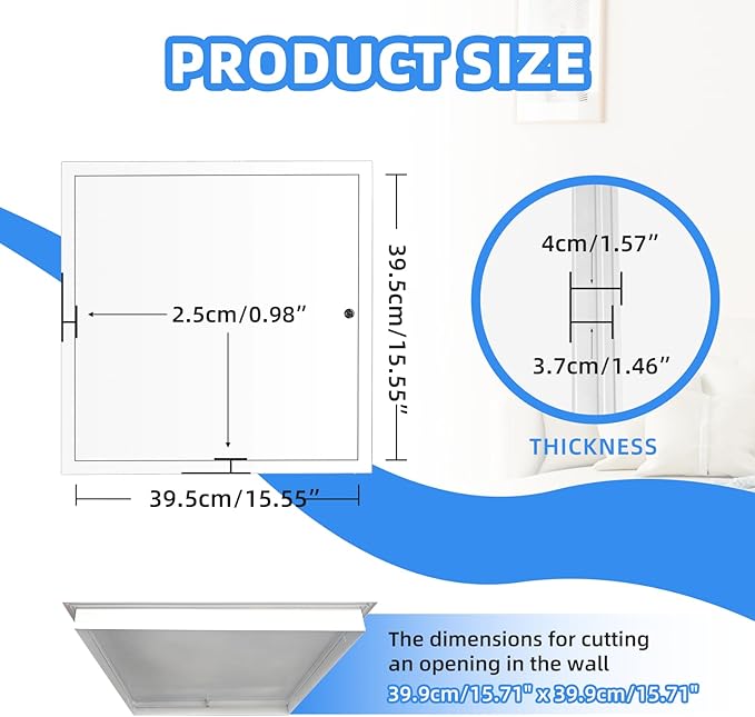 16" x 16" Metal Access Panel, 1MM Thickened Access Panel for Drywall, Aluminum Access Panel for Walls and Ceilings, Rust-Resistant and Easy-to-Install Drywall Access Panel