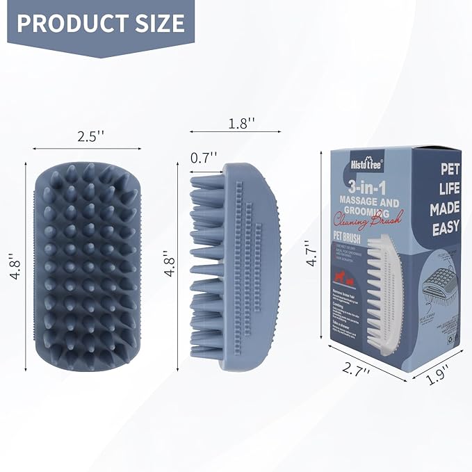 Dog Grooming Brush Pet Shampoo Bath Rubber Bristles Soothing Massage Curry Comb for Doggy Long & Short Hair Dog Scrubber Professional Quality Dog Wash Brush
