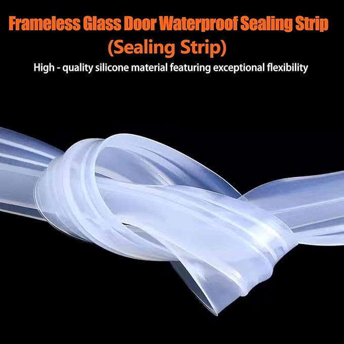 Frameless Soft Shower Door Sweep Seal Drip Rail, Glass Shower Silicone Door Seal Strip,Weatherproof Silicone Seal Fit for Glass (U Type, 12mm (1/2"))