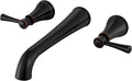 SITGES High Flow Oil Rubbed Bronze Wall Mount Bathtub Faucet with Two Level Handles,Extra-Long 10.5" Spout Reach Solid Brass Wall Tub Filler with Rough-in Valve Included