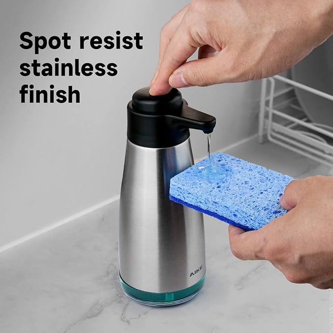 AIKE 15fl.oz Stainless Steel Liquid Soap Dispenser for Dish and Hand Soap