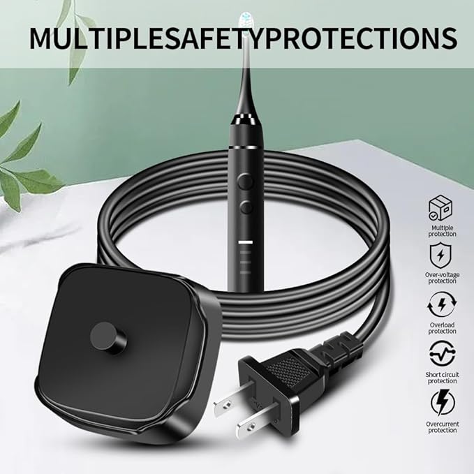 Charger for AquaSonic Electric Toothbrush, Replacement Charger Base for Aqua Sonic Black/Vibe Series Electric Toothbrush, Waterproof (Black)