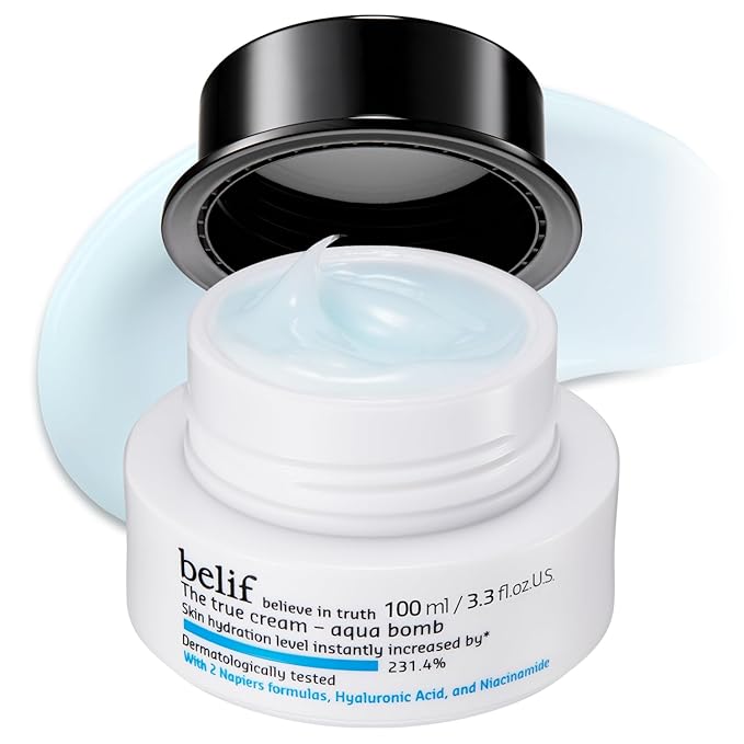 belif Aqua Bomb – Lightweight Gel Moisturizer with Niacinamide, Hyaluronic Acid & Squalane | 72H Hydration + Cooling Effect, Korean Skincare (3.3 fl oz)