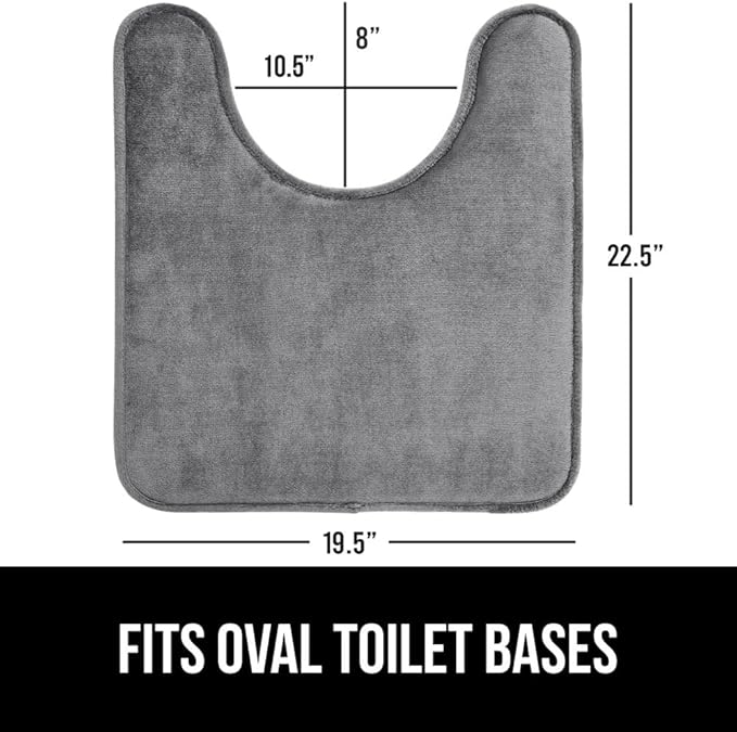 GORILLA GRIP Thick Memory Foam Toilet Rug for Bathroom, U Shaped Washable, Soft Absorbent Velvet Topside Floor Mats, Machine Wash, Cushioned Luxury Rugs for Bath Room, 22.5x19.5, Graphite Gray