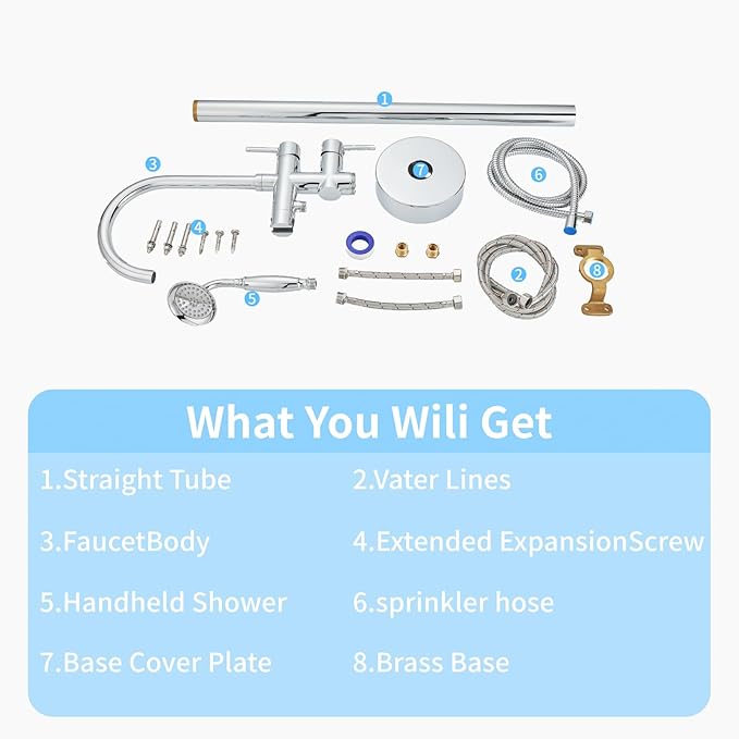 Freestanding Bathtub Faucet,Tub Filler Floor Mount Stand Bathtub Faucet Brass Bathroom Tub Faucets with 2 Function Telephone-Shape Handheld Shower Wand Swivel Polished Chrome
