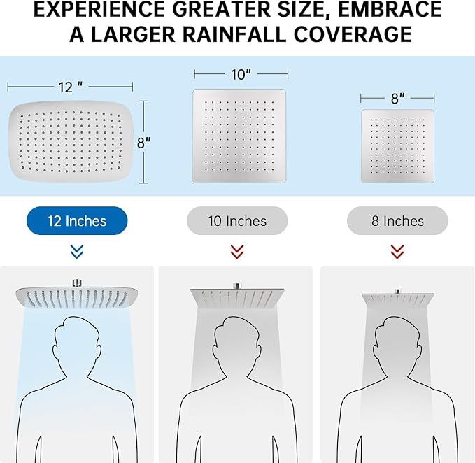 G-Promise All Metal 12 Inch Dual Square Shower Head with Handheld Spray Combo, Rain Shower Head, Adjustable Extension Arm, 3-Way Diverter, 71 Inch Extra Long Hose - A Bathroom Upgrade(Brushed Nickel)