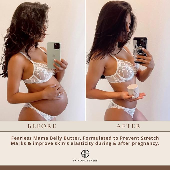 Fearless Mama Belly Butter – Unscented Stretch Mark Cream for Pregnancy – Natural Moisturizer for Stretch Mark and Scar Care – Deep Hydration for Growing Bellies
