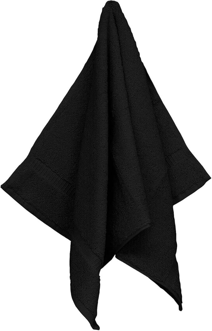 Monogrammed Hand Towel, Personalized Initial Gift, Extra Absorbent 100% Turkish Cotton - Soft Terry Finish - Set of 2 - White Block Initial R - Embroidered on Black Towels