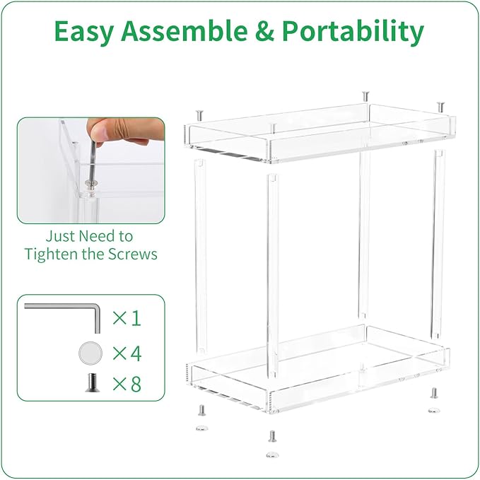 NPPLUS Acrylic Bathroom Counter Organizer, 2-Tier Tray Vanity Counter Organizer, Home Storage Holder for Makeup, Cosmetics & Perfume