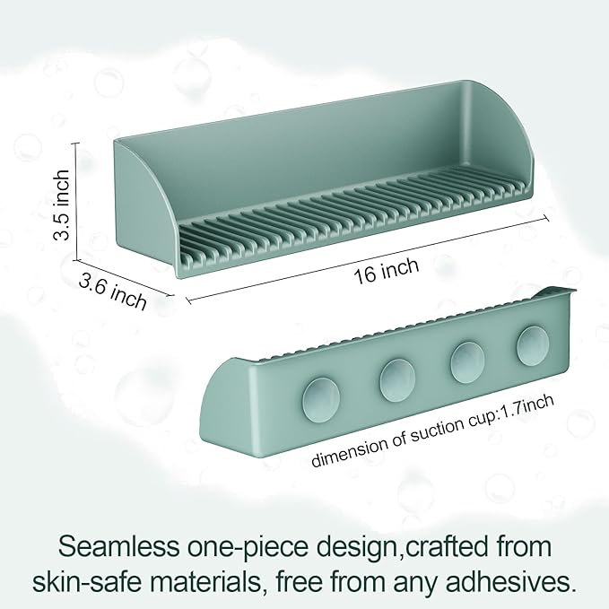 Bathtub Splash Guard for Tub - Silicone Tub Water Splash Guard with 4 Suction Cups, Bath Toy Holder, Tub Play Shelf for Kids, Bathtub Side Splash Guard Tray, Toddler Bathroom Essentials, 1Pack, Aqua