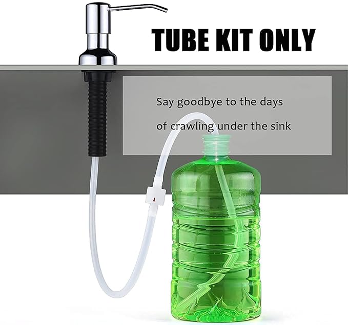 Sink Soap Dispenser Extension Tube Kit with Upgraded Check Valve, 47" Under Counter Soap Dispenser Tube for Kitchen Sink, Fit Most Soap Containers, Strong Suction, No More Tiny Bottle Daily Refills