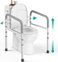 PELEGON Toilet Safety Rails (350 lb) - Adjustable Toilet Safety Frame & Rails, Toilet Safety Rail for Elderly Adults, Toilet Handles for Seniors, Toilet Bars for Elderly, Disabled & Handicap - Grey