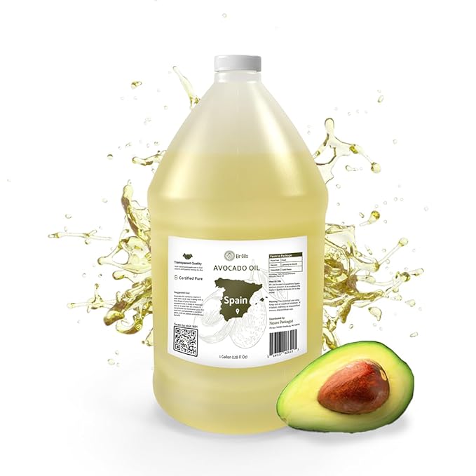 Avocado Oil - Direct from EIR Oils Farm in Spain - 100% Pure Carrier Oil for Hair, Face, and Skin - Hand-Picked, Cold-Pressed Carrier Oil - (1Gallon)
