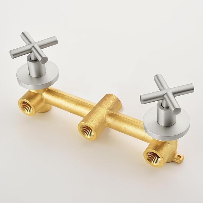 2 Handle Shower Faucet Set with Tub Spout Bathtub Shower Faucet Combo Set Shower System Complete Tub and Shower Trim Kit Brushed Nickel Wall Mounted Shower Fixtures