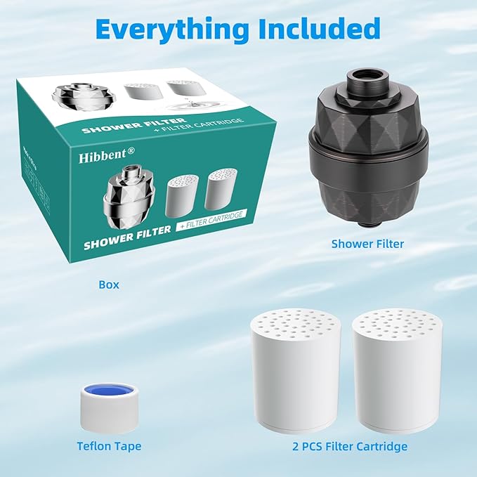 Hibbent Shower Filter for Hard Water, High Output Shower Head Filter to Remove Chlorine and Fluoride, 20 Stage Showerhead Filter, Shower Filter with 2 Replaceable Filter Cartridges, Oil-Rubbed Bronze