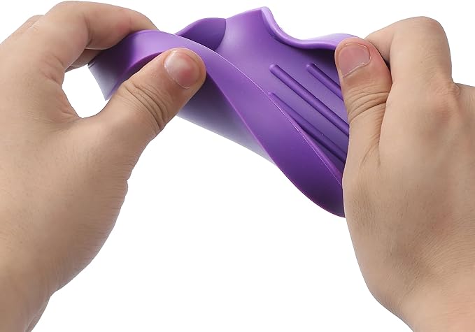Silicone Bathroom Soap Dishes with Drain Spout-Bathroom and Kitchen Sink Organizer,Sponge Holder,Dish Soap Tray,Perfect for Dispenser,Scrubber,Bottle,Cup on Sink or Counter-Purple 4.9"×3.2"