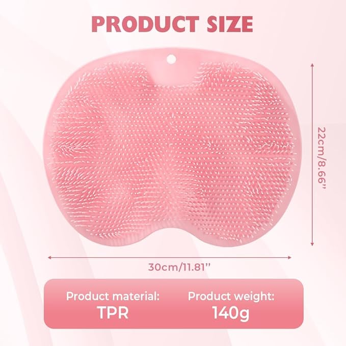 2026 New Silicone Shower Foot Scrubber Mat, Foot Back Cleaning Pad Back Washer Exfoliating Bath Wash Pad, Shower Foot Scrubber Mat with Non-Slip Suction Cups (Blue)