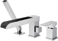 Waterfall Roman Tub Faucets Deck Mount Chrome Bathtub Faucets Brass Tub Filler Bathroom Faucets with Hand Shower