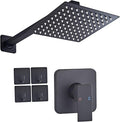 Shower Faucet Set Matte Black Complete Shower System with 8 Inches Rain Shower Head Bathroom Rain Shower Faucet Set Rainfall Shower System with Shower Valve