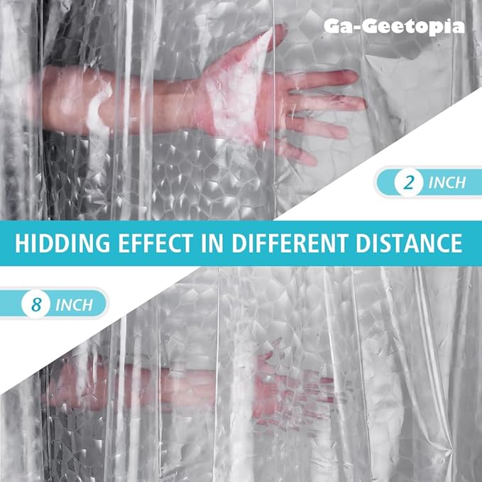 Ga-Geetopia Thin 3D EVA Shower Curtain Liner Water Cube, 72x72 Premium Light Weight Clear Plastic Bathroom Shower Curtain with Rustproof Metal Grommets 3 Magnets for Shower Stall, Bathtubs(No Hooks)