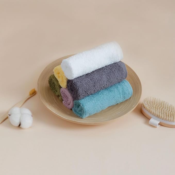 SEMAXE 100% Cotton Washcloths for Bathroom - 24 Pack, Quick-Dry Face Towels with Hanging Loop, Highly Absorbent and Soft, 13x13 Inch, Grey