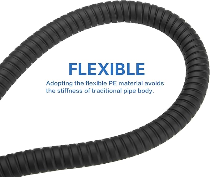 RUMOSE 79 inches Shower Hose Shower Head Extension Hose Extra Long Stainless Steel Shower Tube Attachment Flexible Handheld Shower Sprayer Hose, Matte Black