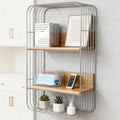 Multifunction Floating Wall Shelves, Multi-Layer Spice Rack Wall Mount, Minimalist Bathroom Shelves, Square Metal Book Shelf for Bathroom, Bedroom, Office