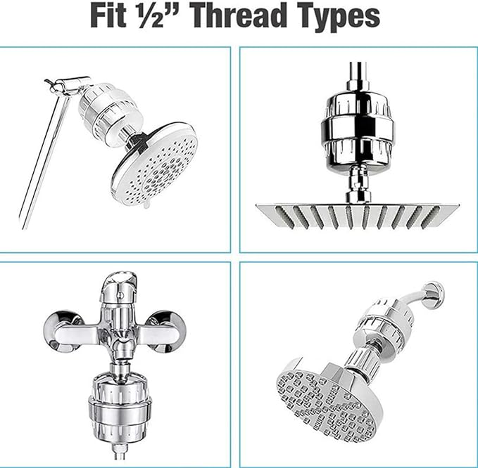 4 Pack 20 Stage Shower Filter Universal Replacement Cartridge Hard Water Purifier Removes Chlorine, Heavy Metals, Iron, Other Sediments, Water Softener with High Output