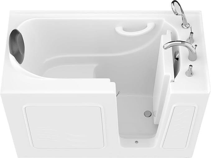 ANZZI Walk In Tub 53'' x 26'' in White, Easy Access, Quick Fill Faucet, Extendable Handheld Shower, Slip-Resistant, ADA Compliant, Ergonomic Head Rest, Safe Reach Grab Bar - AMZ2653RWS-CP