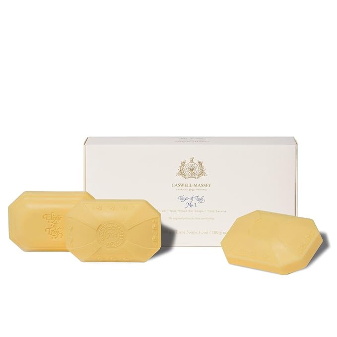 Caswell-Massey Natural Bar Soap Gift Set - Elixir of Love Scent - Romantic Triple-Milled Moisturizing Body Soap Bars for Women, Plant-Based Formula for Soft Skin, Made in USA, 3 x 3.5 oz