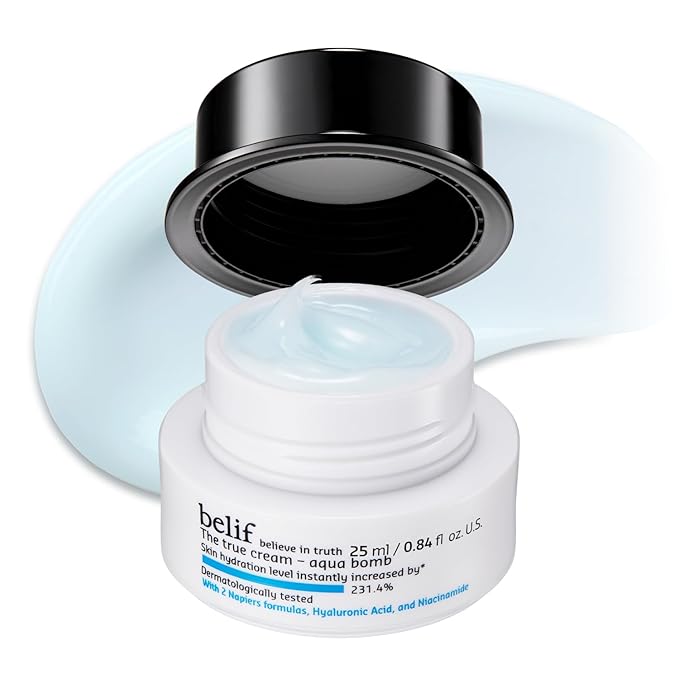 belif Aqua Bomb – Daily Niacinamide Hydrating Moisturizer, Lightweight Plumping Facial Cream with Hyaluronic Acid & Squalane, Cooling Effect, Anti-Aging Korean Skincare, 0.84 fl oz (25ml)