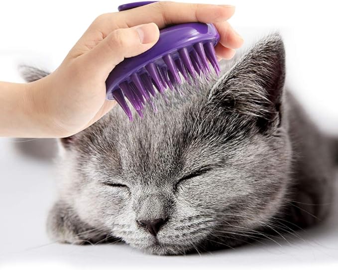 Cat Brush with Soft Rubber Pins, Washable Silicone Pet Brushes for Indoor Cats - Grooming Shedding Massage & Bath, Scratch-Free Removes Hair Mats, Tangles, and Loose Fur for Short to Long Haired