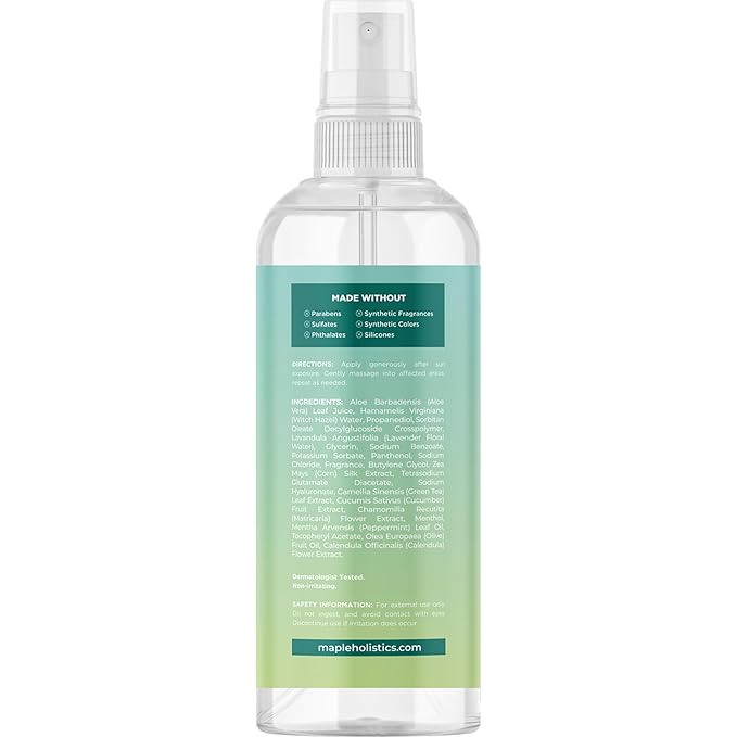 Soothing Aloe After Sun Spray - Rehydrating Aloe Spray for Sunburn Relief for Cooling After Sun Care with Vitamin E Hyaluronic Acid & Cucumber Extract - Vegan Cruelty Free & Dermatologist Tested