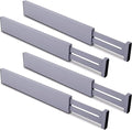 Utoplike Bamboo Drawer Dividers Large, Gray Kitchen Drawer Organizers Adjustable, Spring Loaded, Works in Dresser, Bathroom, Bedroom, Desk, 4 pcs, 2.4" H
