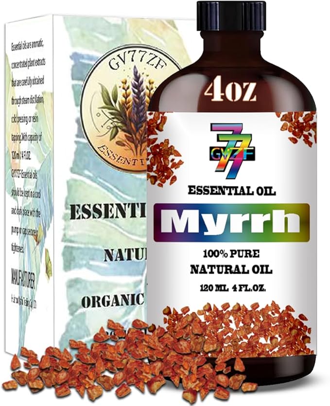 Myrrh Essential Oil (4 oz/120 ml) — Myrrh Oils for Aromatherapy, diffusers, humidifiers, Home fragrances, DIY Skincare, soap Making, DIY Candle, Relaxation, Yoga, and Meditation