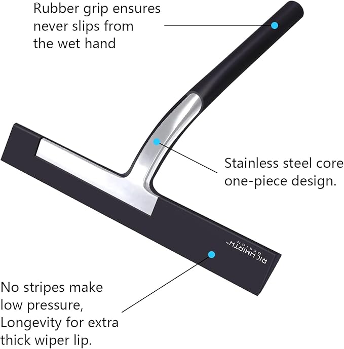 RICHMIRTH Silicone Rubber Blade Shower Squeegee 9" in Width Window & Car Squeegee for Shower, Glass, Window