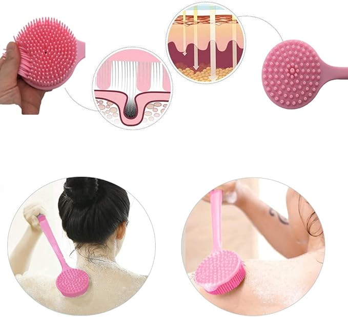 Silicone Body Scrubber, Long Handle Back Scrubber for Shower, Silicone Body Brush Shower Scrubber for Body, Shower Srush Back Brush Body Exfoliator